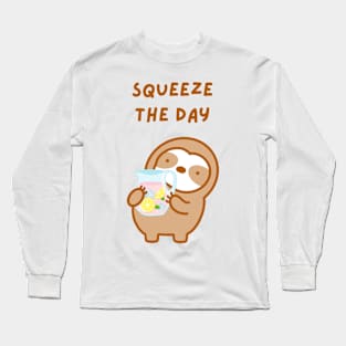 Squeeze the Day Pink Lemonade Sloth Long Sleeve T-Shirt